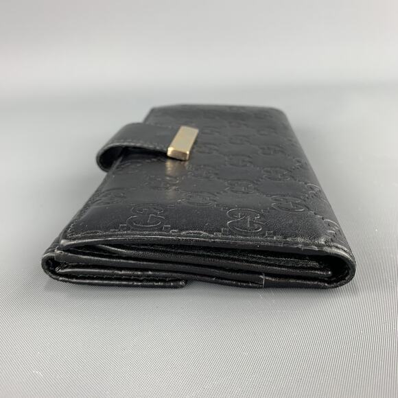 GUCCI Monogram Embossed Black Leather Checkbook Wallet - Picture 4 of 10